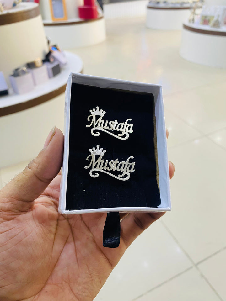 Personalized Custom Name Cufflinks: Elegant Gold & Silver Plated Men's Attire Accessory