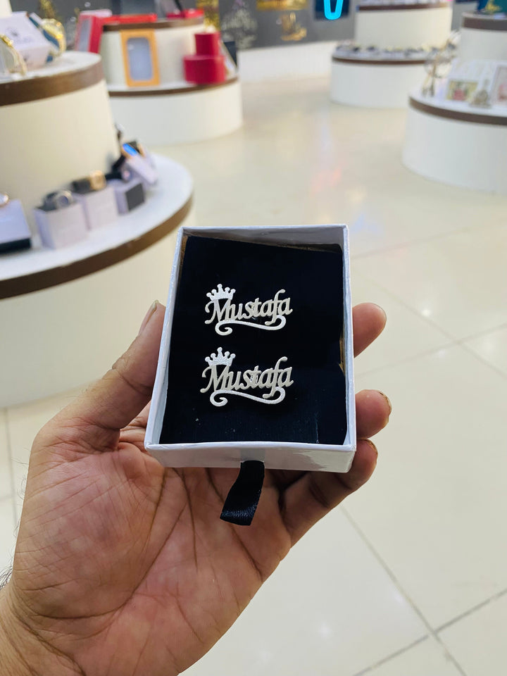 Personalized Custom Name Cufflinks: Elegant Gold & Silver Plated Men's Attire Accessory
