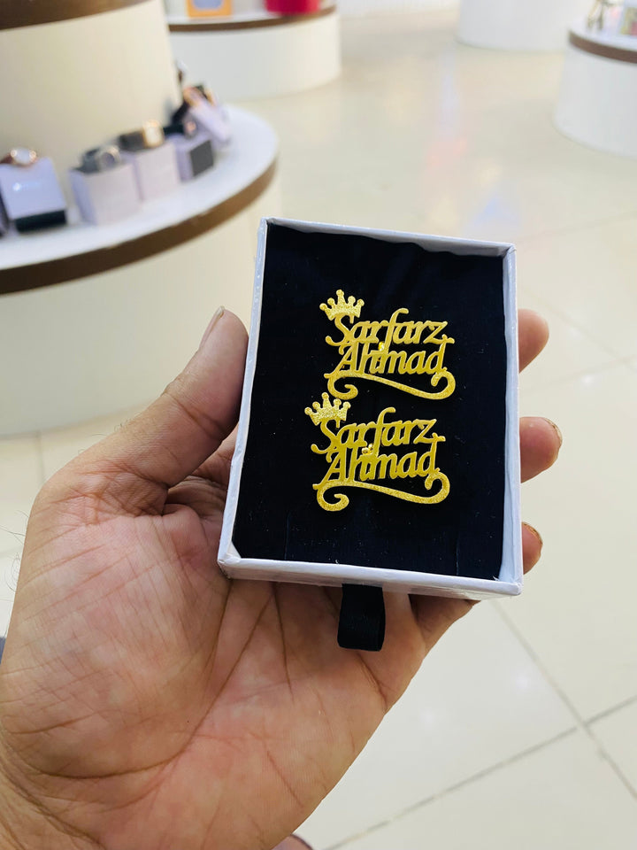 Personalized Custom Name Cufflinks: Elegant Gold & Silver Plated Men's Attire Accessory