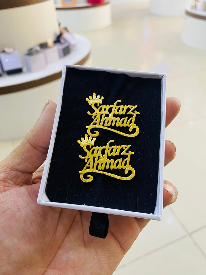 Personalized Custom Name Cufflinks: Elegant Gold & Silver Plated Men's Attire Accessory
