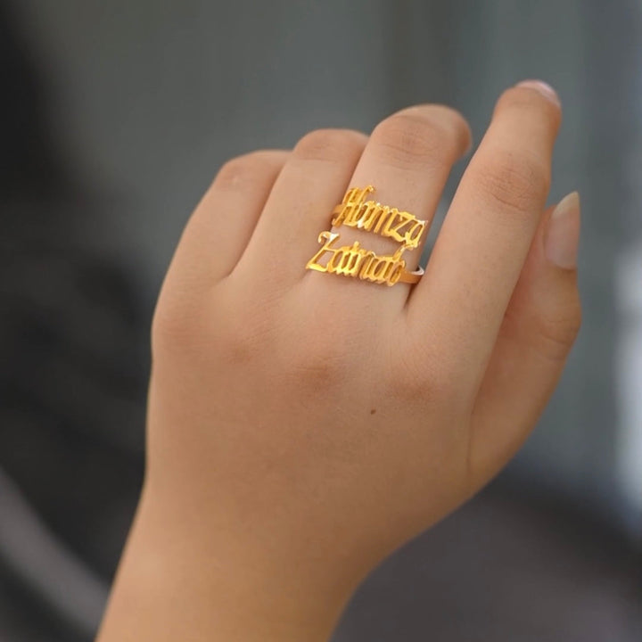 Personalized Engraved Couple Name Ring - Custom Stainless Steel Jewelry Gift