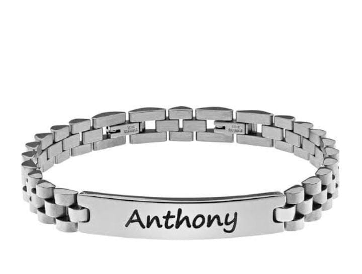 Custom Engraved Stainless Steel Name Bracelet: Personalized, Durable, Elegant, Unisex Gift