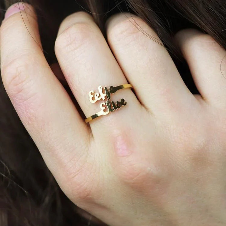 Personalized Engraved Couple Name Ring - Custom Stainless Steel Jewelry Gift