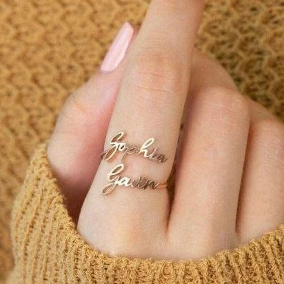 Personalized Engraved Couple Name Ring - Custom Stainless Steel Jewelry Gift
